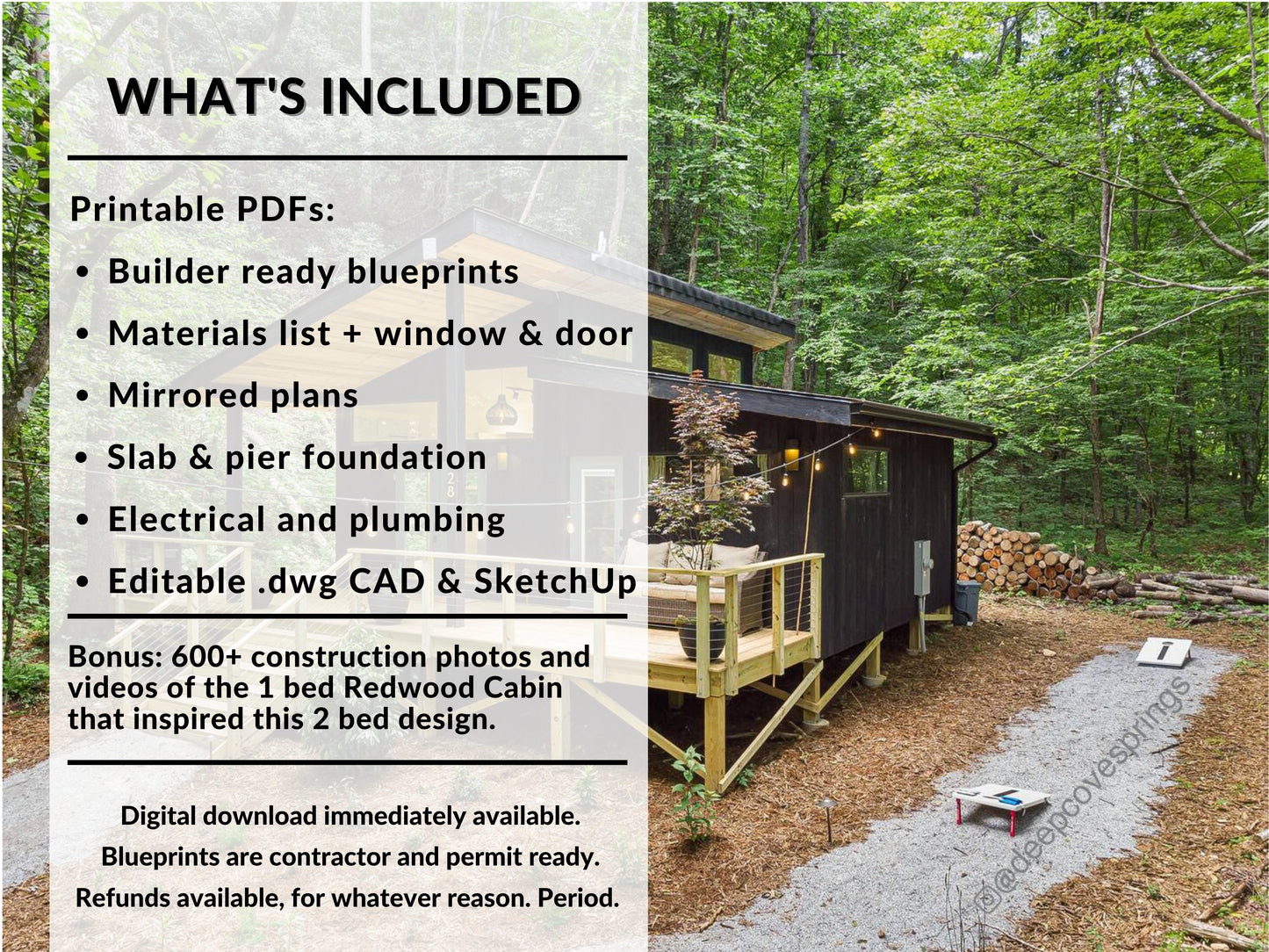 Redwood Cabin Plans 2 Bedroom