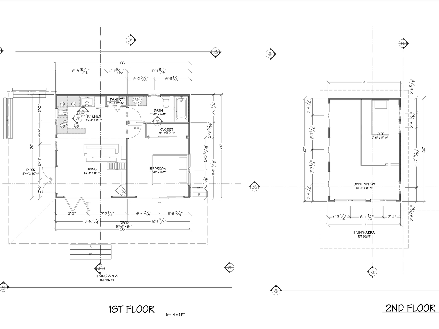 Redwood Cabin Plans 2 Bed, 1 Bath