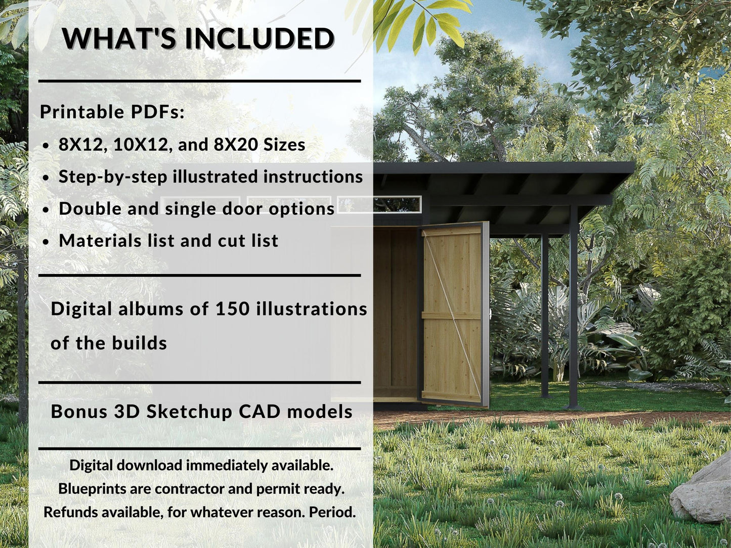 Modern Shed Plans - 8X12, 10X12, 8X20 feet