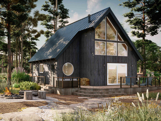 Modern Redwood "A Frame" Cabin Plans