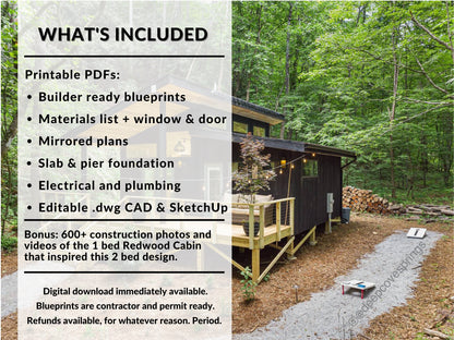 Redwood Cabin Plans 2 Bedroom